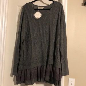 Gray cable knit tunic